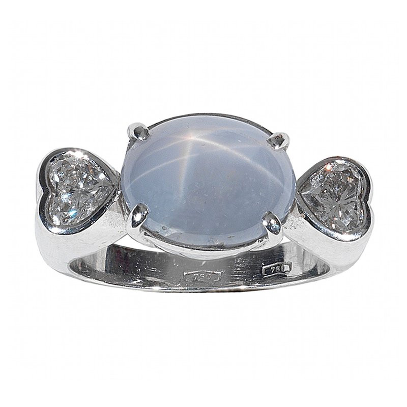 Star Sapphire Diamond Gold Ring