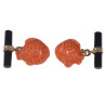 Coral Onyx Gold Fish Cufflinks