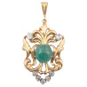 Art Nouveau Gold Emerald and Diamond Pendant