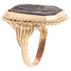 Antique Brown Vitreous Intaglio Ring By Simon Fils (1788-1866)