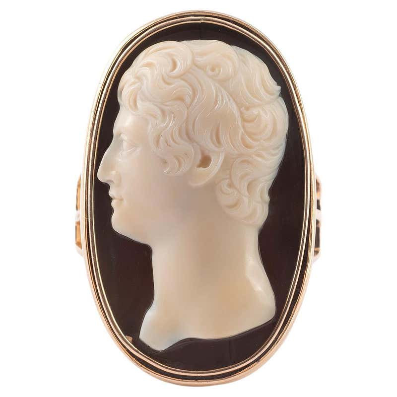 A Hardstone Cameo Of A Man Ring 19Th Century