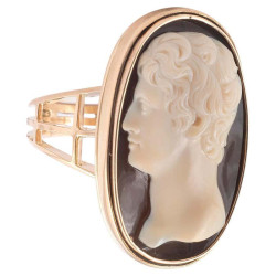 A Hardstone Cameo Of A Man Ring 19Th Century