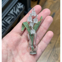 Diamond, Emerald and Rock Crystal Lily Of The Valley Flowers Brooch
