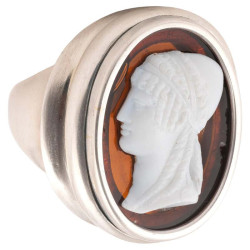 Silver And Cameo Glass Men's Ring