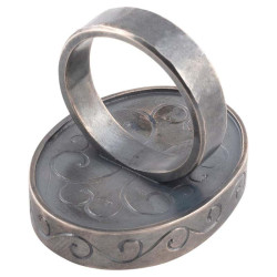 Large Blackened Silver and Carnelian Intaglio Men's Ring