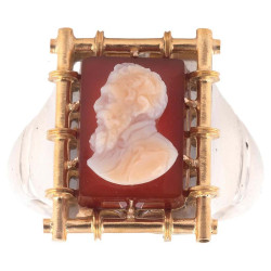 Silver Gold and Agate Cameo...