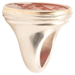 Silver and Gold Large Carnelian Signet Men's Ring