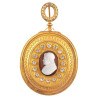 Pectoral Gold Pendant from Castellani with a Cameo Attributed To Luigi Pichler 1773 - 1854 Showing Pope PIO IX'S  Effegy