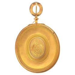 Pectoral Gold Pendant from Castellani with a Cameo Attributed To Luigi Pichler 1773 - 1854 Showing Pope PIO IX'S  Effegy