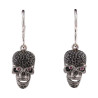 18ct White Gold Pave Set Black Diamond Skull Earrings with Rubies Eyes