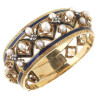 Antique Enamel Pearl Diamond And Gold Bangle Bracelet circa 1880