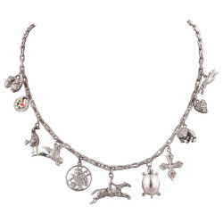 Multi Gem-Set Charm Necklace