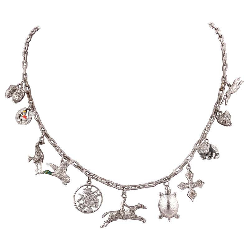 Multi Gem-Set Charm Necklace