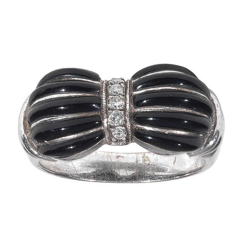 Art Déco Onyx Diamond Platinum Ring