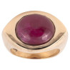 Unisex 18k Gold Retro Cabochon Ruby Ring, Circa 1980s, Italy, 10ct