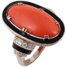Retro Corallium Rubrum Enamel and Diamond Ring