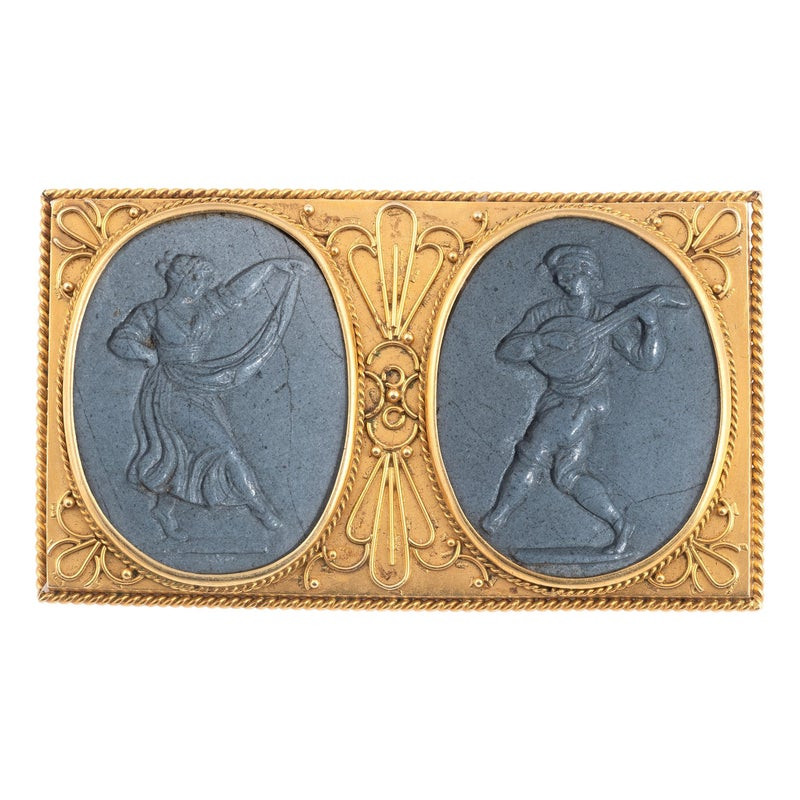 Archaeological Revival Gold And Lava Cameo Brooch Late 19th Century