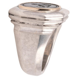 18kt Gold Silver and Steel Italian Crest Men's Ring