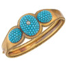 Antique English Gold Turquoise and Diamond Bangle Bracelet, 1870's