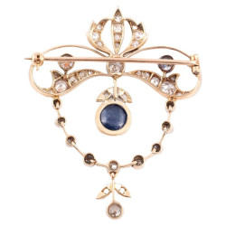 Belle Époque Diamond And Sapphire Brooch