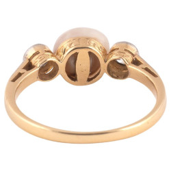 A Natural Pearl And Old Cut Diamond Ring Circa 1910's
