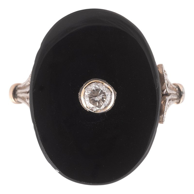 Art Déco Old Cut Diamond And Onyx Ring