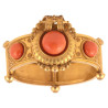Archaeological Revival Gold and Corallium Rubrum Bangle Bracelet 1860's