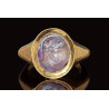 Ancient Roman Gold ring with Amethyst Intaglio depicting a Bearded Man 3rd century AD