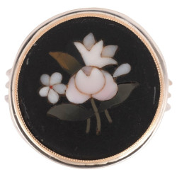 19th Century Silver & Gold Mounted Mosaic Pietra Dura Flowers Ring, circa 1830
