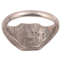 Silver Merchant's Seal Ring With Shield And Letters, 15th Century