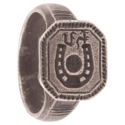 Silver Merchant's Men's Ring Seal With Symbols Of Horseshoe 15th Century