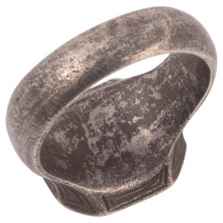 Silver Merchant's Men's Ring Seal With Symbols Of Horseshoe 15th Century