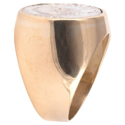 Gold Ring Featuring A Roman Silver Denarius Coin Of Emperor Vespasian 69 CE - 79 CE