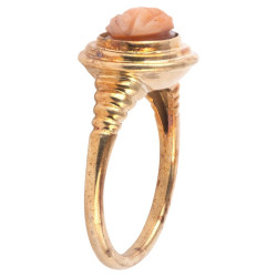 Gold Ring With Hare Pinkish Agate Roman Cameo 1st-Century AD