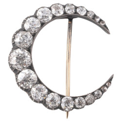 Crescent Moon Brooch with...