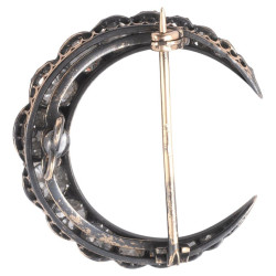 Crescent Moon Brooch with 4.5ct Old Cut Diamonds, circa 1900's