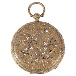 Courvoisier Geneve Yellow Gold Enamel Key Wound Open Face Pocket Watch