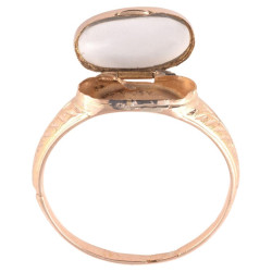 Rare Baroque 17th Century Gold & Rock Crystal Devotional Reliquary Ring