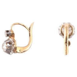 Platinum And 18kt Gold Old Cut Diamond Earrings 1930's