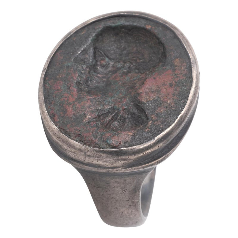 Roman Silver Intaglio Men's Ring With Profile Portrait