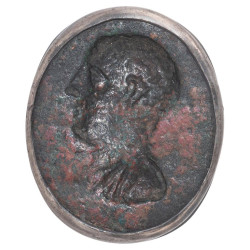 Roman Silver Intaglio Men's Ring With Profile Portrait