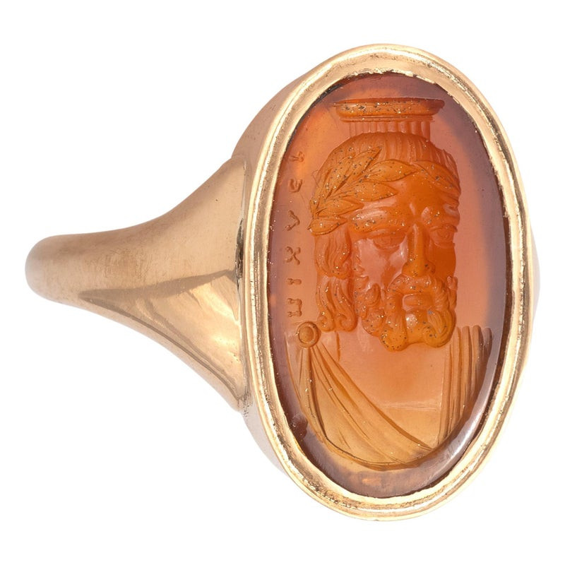 CORNELIAN INTAGLIO RING SIGNED LUIGI PICHLER, 1810’S CIRCA