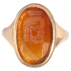 CORNELIAN INTAGLIO RING SIGNED LUIGI PICHLER, 1810’S CIRCA