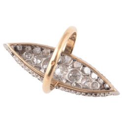 Antique Long Marquise Rose-cut Diamond And Old-cut Diamond Ring