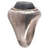 Neoclassical Blackened Silver Gold & Grey Agate Intaglio Of Heron Men's Ring