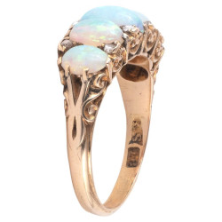 Late 19th Century Opals and Diamonds Five Stone Ring