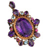 Neo-Renaissance Brooch/Pendant with Amethyst and Aquamarine
