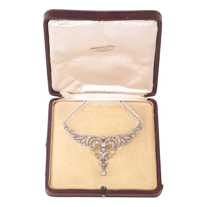 Belle Époque Platinum and Diamond Necklace circa 1910