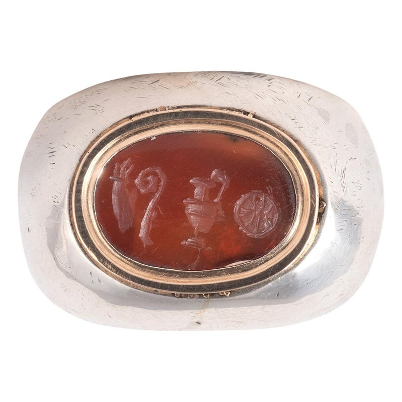 Silver And Gold Bishop Ring With Carnelian Intaglio