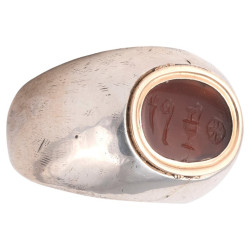 Silver And Gold Bishop Ring With Carnelian Intaglio